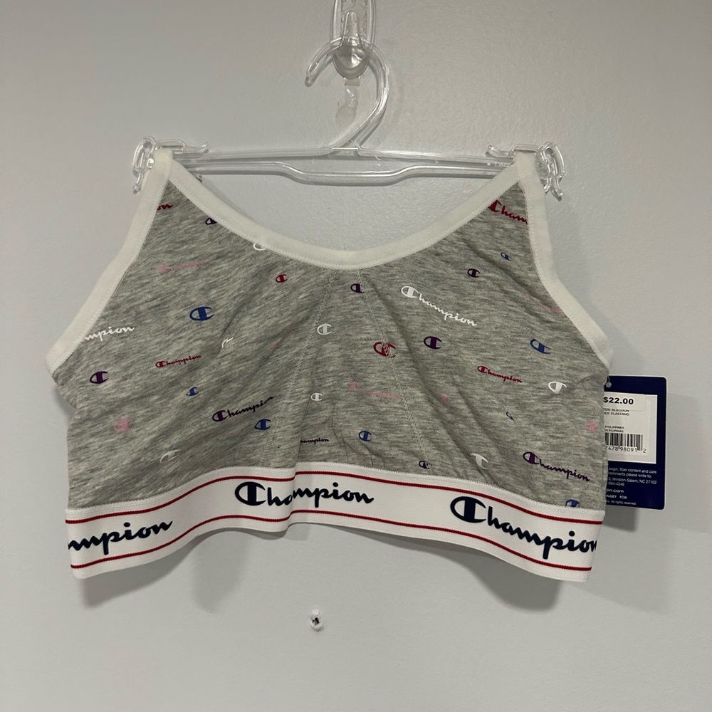 NWT Champion gray bralette with white trim size M